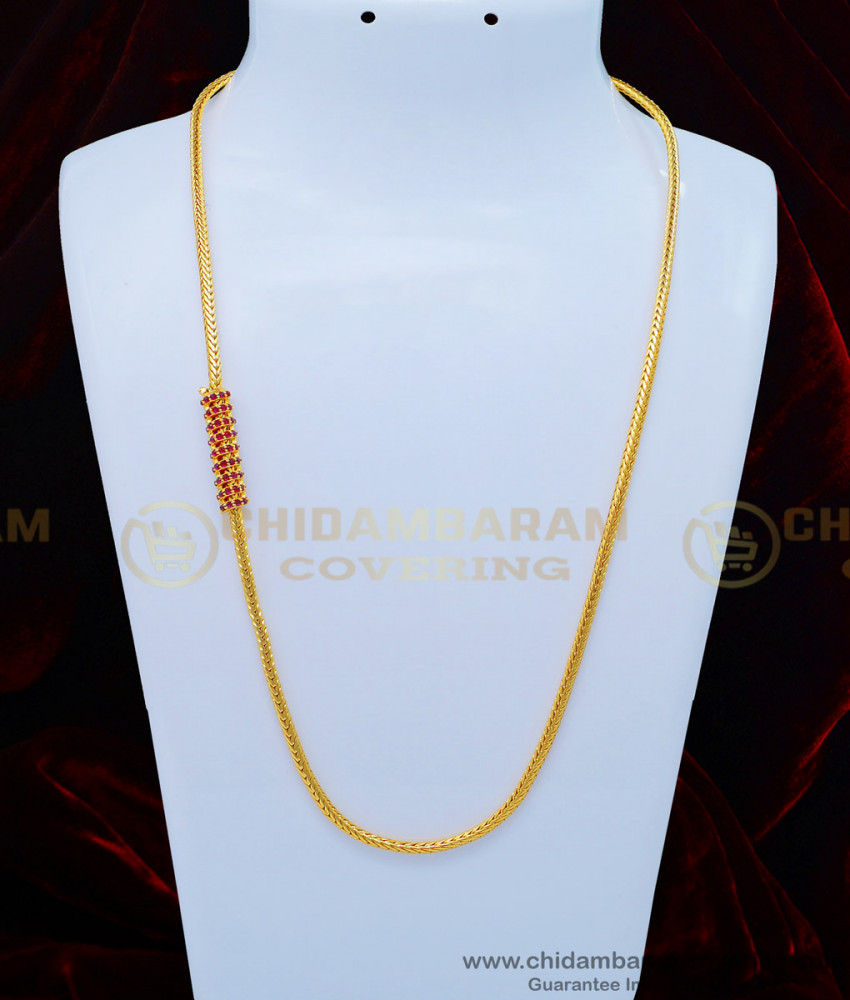 one gram gold mugappu chain, thali kodi chain, ruby stone mugappu chain, gold plated mugappu chain, one gram gold jewellery, 