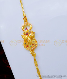 MCHN385 - Latest 1 Gram Gold Ad Stone Mugappu Chain Indian Jewelry Online   