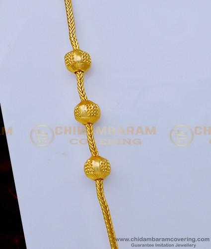 MCHN402 - Gold Plated Guaranteed Palin Gold Balls Mugappu Chain Design for Daily Use