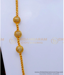 MCHN473 - 30 Inches 1 Gram Gold Plated Ball Mugappu Thali Chain Designs