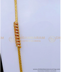 MCHN471 - One Gram Gold Guarantee White Stone Mugappu Chain Designs 