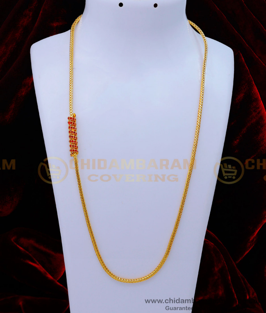 Gold Design Daily Use Ruby Stone Mugappu Thali Kodi Chain Online 