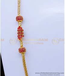 MCHN483 - Attractive Ruby Stone Mugappu Thali Chain Latest Design