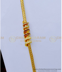 MCHN487 - Ruby White Stone Spiral Gold Mugappu Chain for Daily Use