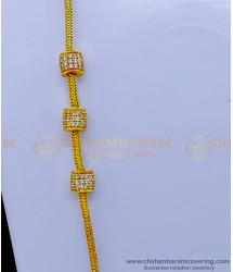 MCHN503 - Trendy White Stone Moppu Chain Designs Gold Plated Jewellery 