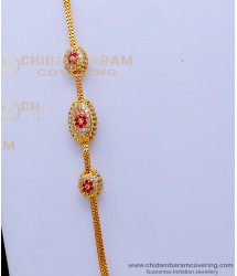 MCHN520 - Latest Gold Design Ad Stone Mugappu Chain for Ladies