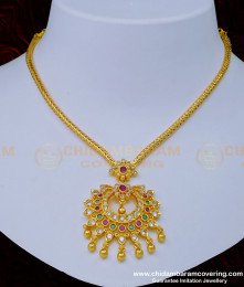 NLC1002 - Trendy Simple Gold Uncut Diamond Stone Necklace Designs for Ladies