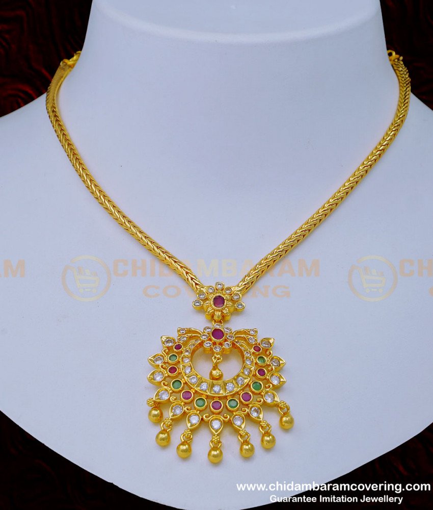 one gram gold necklace, covering necklace, impon necklace, attigai, gold necklace, stone necklace, gold plated necklace, chidambaram covering necklace, 