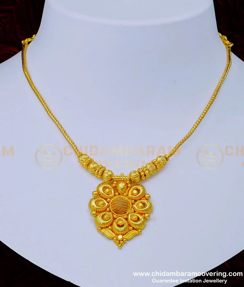 Buy Simple Gold Design Weight Daily Wear Flower Design Necklace ...