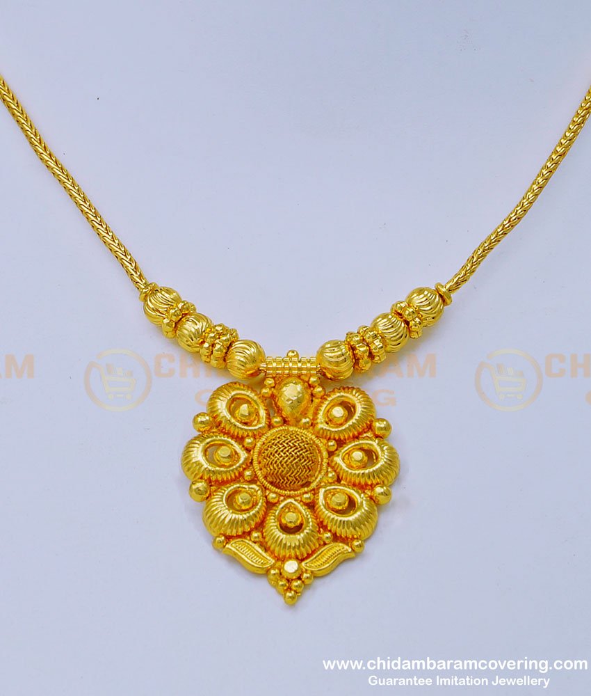 NLC1012 - Simple Gold Design Weight Daily Wear Flower Design Necklace for Women