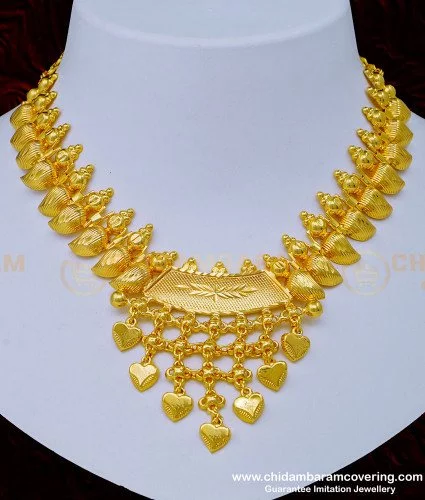 nlc1022 1 gram gold kerala jewellery light weight mango necklace for wedding 1