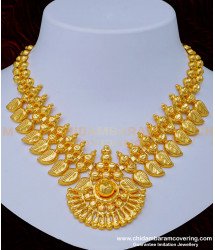 NLC1023 - Gold Inspired Light Weight Mango Design Kerala Necklace Bridal Jewelry for Wedding