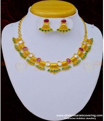 NLC1029 - Elegant First Quality Gold Plated American Diamond Party Wear Necklace Set 