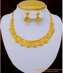 NLC1036 - Latest Gold Forming Flower Design Simple Necklace Set for Women 
