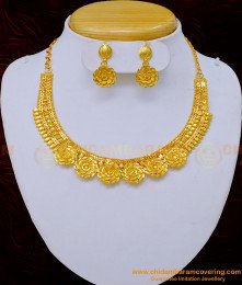 NLC1036 - Latest Gold Forming Flower Design Simple Necklace Set for Women 