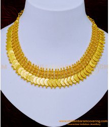 NLC1048 - Traditional Gold Lakshmi Kasu Mala Necklace Design One Gram Gold Jewellery Online