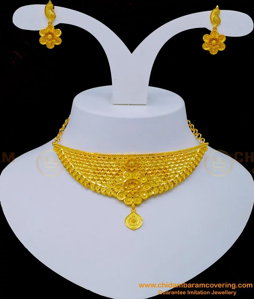 Buy Real Gold Design Simple Bridal Wear Forming Gold Choker ...