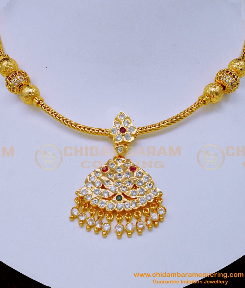 Traditional Indian Fashion Jewelry Online, Chidambaram Gold Covering Necklace, panchadathu jewellery,  