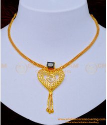 NLC1070 - Simple Party Wear 1 Gram Gold Simple Black Stone Necklace Design Online