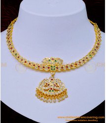 NLC1075 - Attractive Bridal Wear Impon Multi Stone Attigai Necklace for Women  