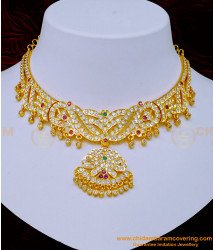 NLC1080 - Traditional South Indian Impon Jewellery Gold Plated Bridal Stone Attigai for Wedding  