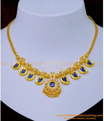 NLC1092 - Gold Plated Blue Mango Palakka Necklace Gold Design for Women 