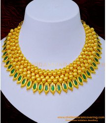 NLC1098 - Grand Look Full Green Nagapadam Mala Choker Necklace Kerala Jewellery for Wedding 