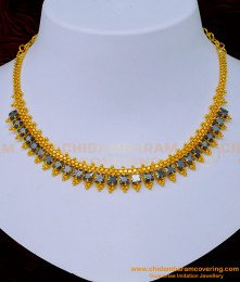 NLC1099 - Unique Black Stone Party Wear Necklace One Gram Gold Stone Necklace Buy Online