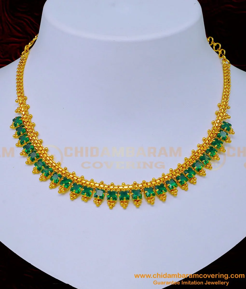 Three Oval Shape Emerald Stones Necklace – Jewelsite