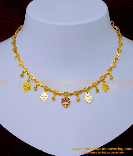 NLC1103 - Unique I Gram Gold Light Weight Simple Western Necklace Gold Design for Girls