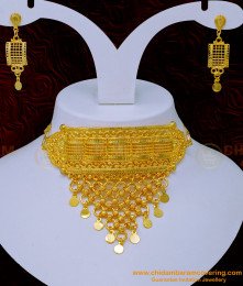 Nlc1107 - Latest Bridal Wear Gold Plated Jewellery Traditional Choker Necklace Online