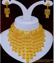 Nlc1108 - Beautiful Dubai Jewellery 1 gram Gold Bridal Wear Dubai Gold Choker Necklace Set 