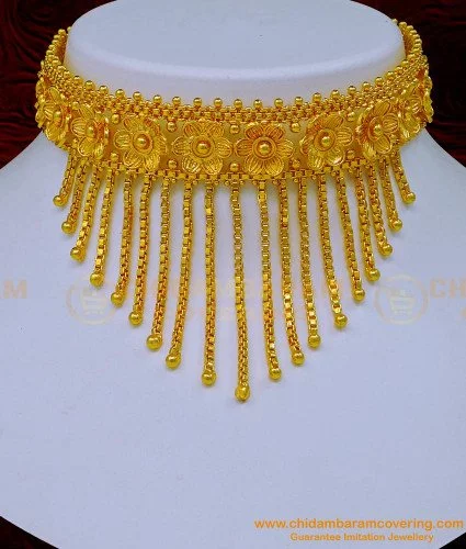 Trending Simple Gold Matte Finish Lakshmi Necklace Set (100% Real Gold  Look) Jewellery Set