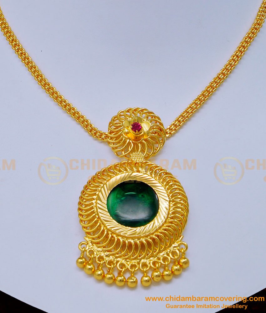 green palakka necklace, green palakka jewellery, palakka necklace, palaka necklace, kerala jewellery, one gram gold jewelry, gold covering, chidambaram covering, 
