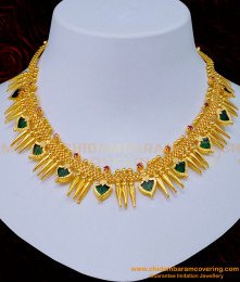 NLC1137 - Trendy Kerala Jewelry Gold Plated Mullapoo Palakka Necklace Designs 