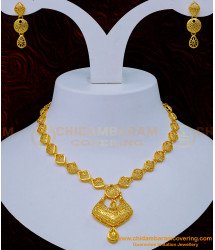 NLC1143 - Latest Dubai Gold Necklace Design with Earrings Buy Online