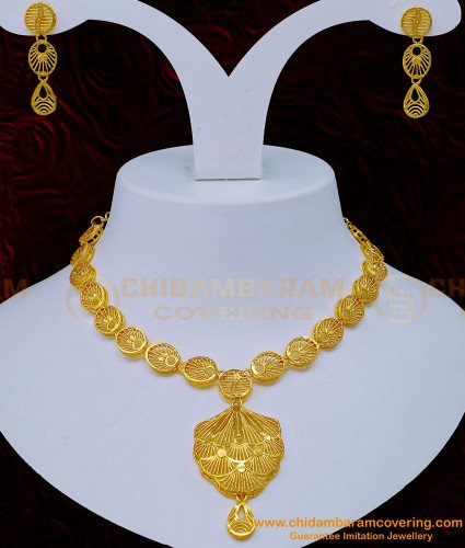 NLC1145 - Beautiful Gold Plated Jewellery With Guarantee Dubai Necklace Set Online