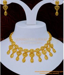 NLC1150 - One Gram Gold Plated Necklace with Earrings Set for Women 