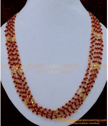 Nlc1154 - Beautiful Red Crystal Layered Mala Necklace Design Online 