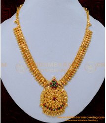 NLC1159 - South Indian Jewellery Multi Stone Mullamottu Necklace Designs Online 