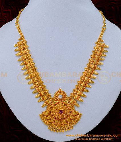 NLC1161 - Marriage Bridal Gold Look Gold Plated Necklace Design for Wedding 