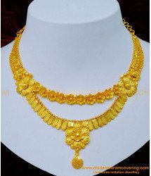 NLC1164 - 1 Gram Gold Forming Jewellery Bridal Necklace Design Online