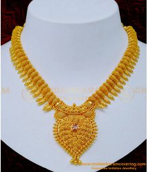 NLC1166 - Bridal Wear Ruby Stone 1 Gram Gold Plated Necklace Online