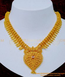 NLC1166 - Bridal Wear Ruby Stone 1 Gram Gold Plated Necklace Online