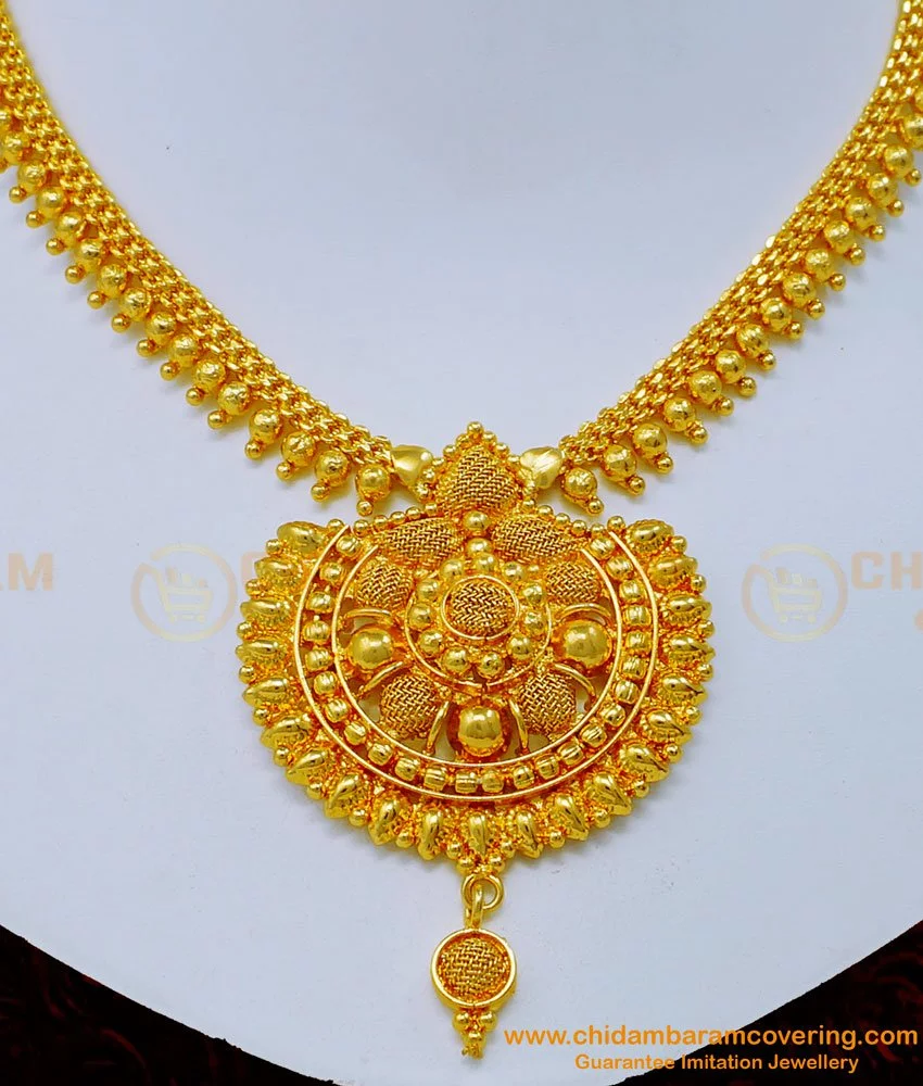 Buy Gold Design Plain Simple Bridal Necklace Designs