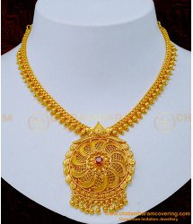 NLC1170 - Attractive Ruby Stone Simple Gold Plated Necklace Online