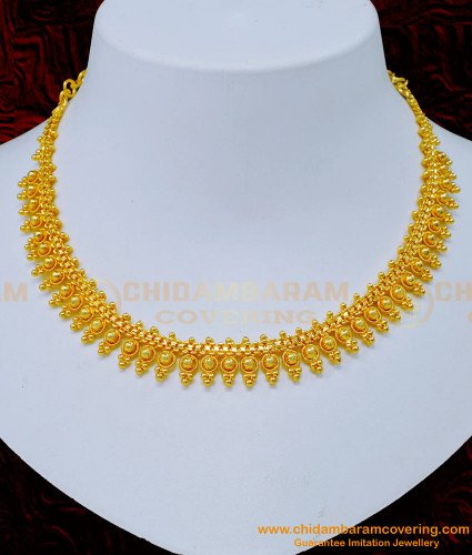 NLC1175 - Latest One Gram Gold Necklace Designs for Wedding 