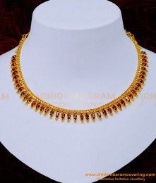 NLC1177 - Attractive Red Stone Gold Plated Stone Necklace Designs 