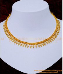 NLC1179 - Gold Design Bridal Wear Necklace White Stone Necklace Online 