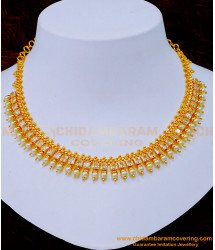 NLC1180 - Latest White Stone Pearl Necklace Designs for Wedding